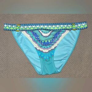 Women's Blue Patterned Swim Bottom